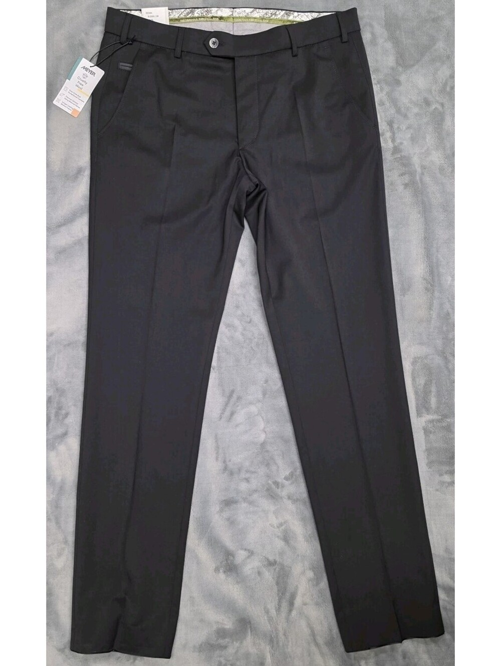 Meyer Bonn Modern Fit Travel Wool Trousers Pants Black EU 50 US 34x32 NWT